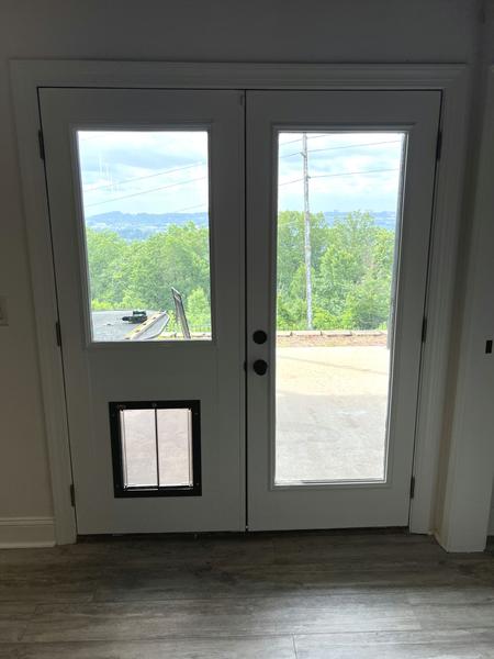 Custom panel dark gray French door — interior